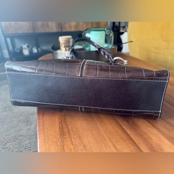 Brighton Brown Leather Croc Bucket Bag - Picture 9 of 16